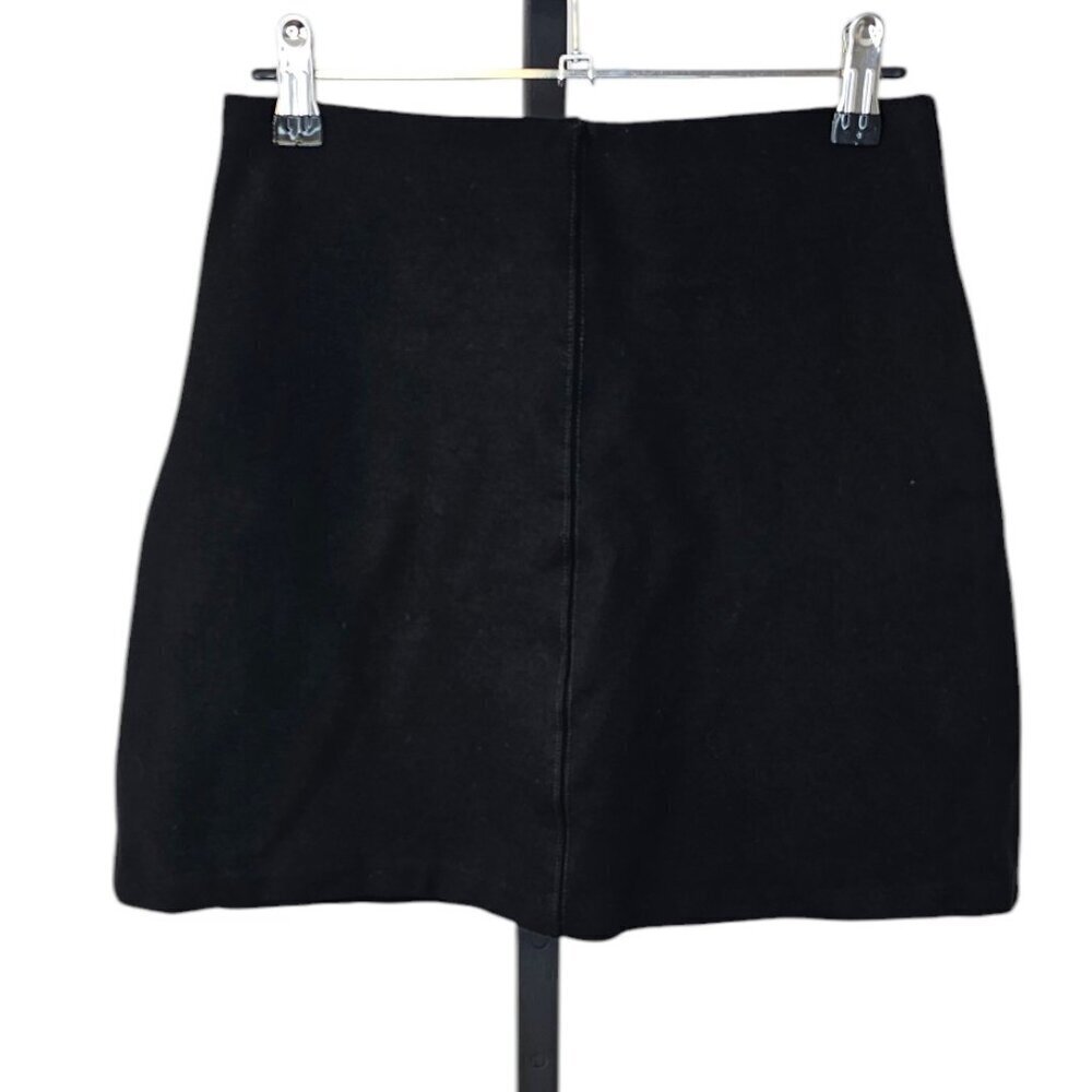 H&M Womens Thick Mini Skirt, Zip Back, Black, Stitching, Size Small